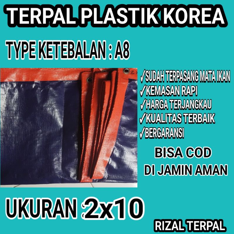 Terpal plastik Korea ukuran 2x10 type ketebalan A8 merek truk