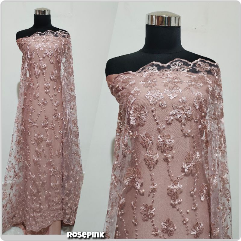 Brokat Tile Mutiara Starry , Kain Tile , Tile Glitter , Bahan Gamis Pesta