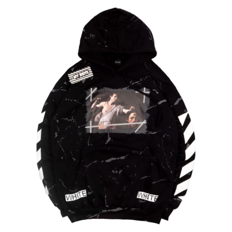 Hoodie Offwhite Marble Fulltag Label Pria Wanita/Unisex