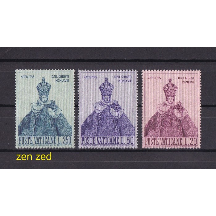 

0416 Perangko Vatican City 1968 Christmas 3v Mnh