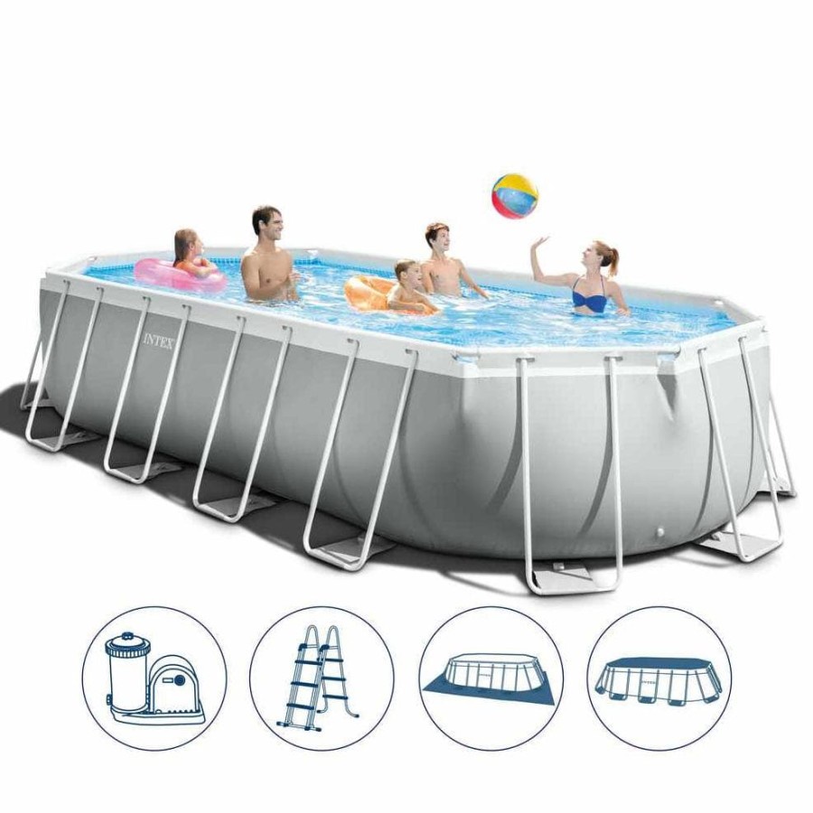 INTEX Kolam Renang Portable Prism Frame Oval Pool Set 26798
