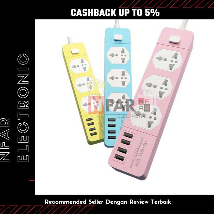 Stop Kontak Usb Colokan Listrik Smart Power Strip 2M Plug Pink lucu ready shipping