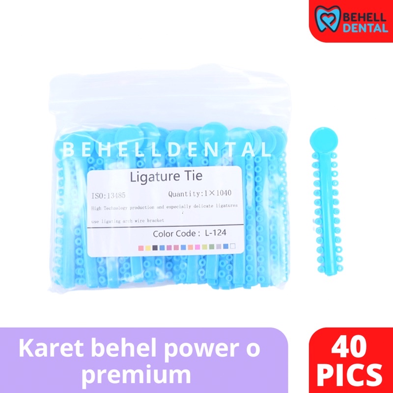 1 PACK ISI 40 PICS TEBAL KARET BEHEL MOTIF POWER O PREMIUM ORIGINAL Warna BABY BLUE / BIRU MUDA SOFT - Ligature Ties Tie - Dental Rubber Band Elastis Braces Ortho Orthodontik Orthodontics Kawat Gigi Behelldental