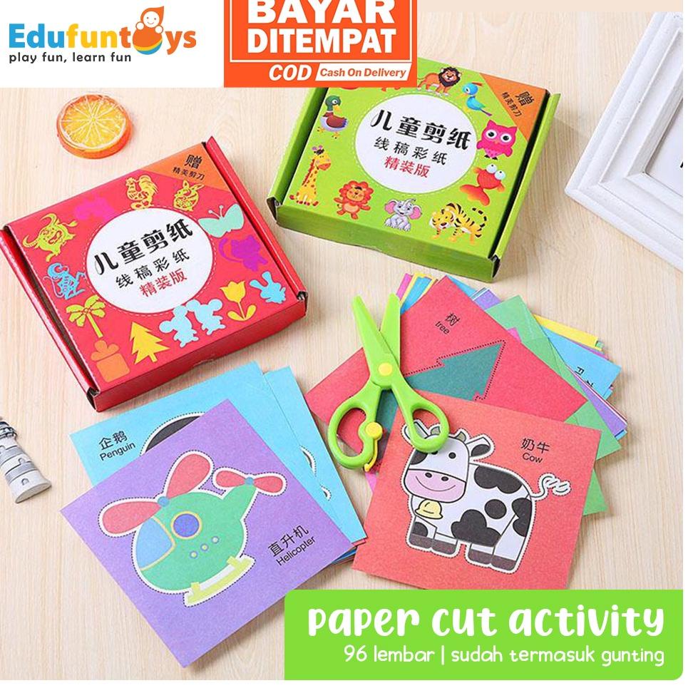 

[PRODUK QGBIE] Edufuntoys - DIY PAPER CUTTING / aktivitas menggunting anak/ scissors skill activity/ latihan menggunting/ lembar kerja menggunting/ mainan menggunting QHN