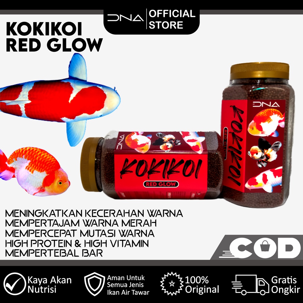 KOKIKOI RED GLOW 300 gr pakan untuk goldfish dan koi super red koki