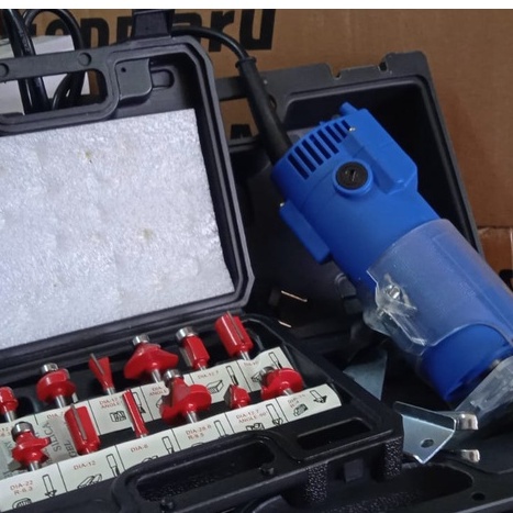 Paket Mesin Trimmer Propil Kayu MIKAYO RH-345-370 + Bonus Mata Profil Router Bit SET 12pcs Double Thunders MURAH ORIGINAL BISA COD