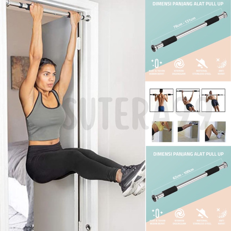 Sutera99 Pull Up Bar Adjustable Iron  Gym Alat fitness di rumah doorway door Bar  Pull Up Bar Svarga Tiang Pull Up Available in 3 sizes Pull Up Bar Door Bar Chin Up Bar Tiang Pull Up Alat Olahraga Pintu Gym Fitness JS-5