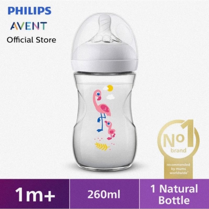 Philips Avent Natural Bottle Flamingo 260ml Single Pack - Botol Susu Bayi