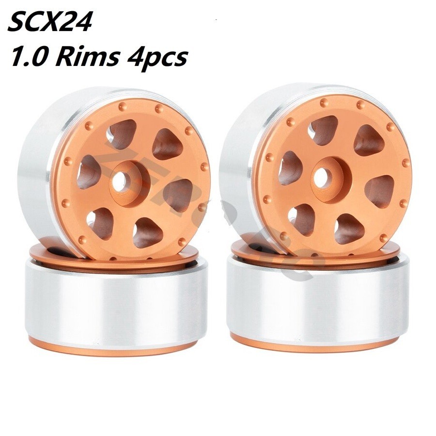 SCX24 Velg 1.0 6 hole Beadlock Wheel Rims Metal RC Crawler Car  1/24