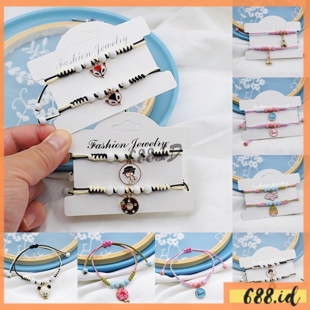 Gelang Tangan Wanita Bahan Tali Model Korea Adjustable bisa untuk Sahabat Bestie Persahabatan GL 04