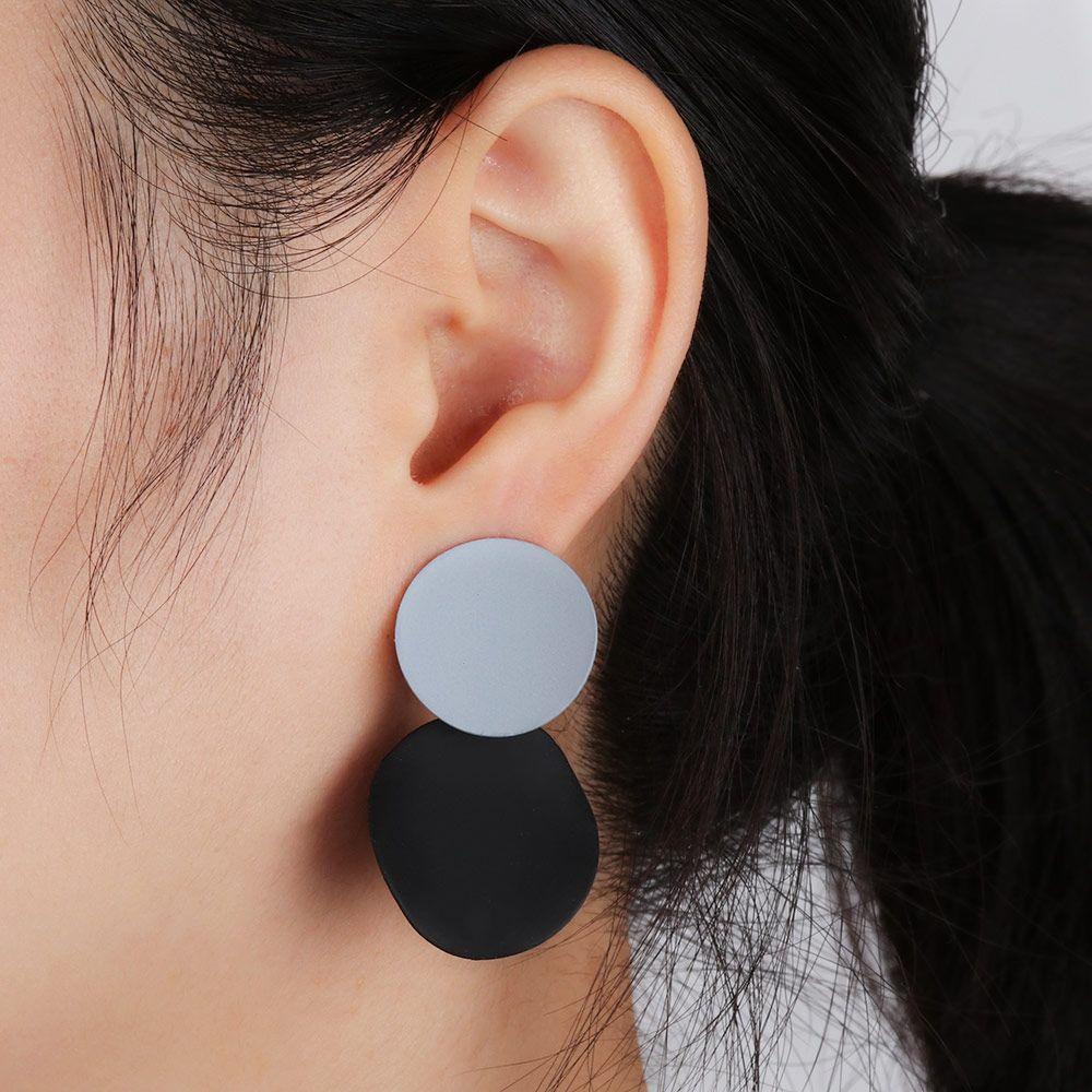 Anting Nanas Drop Menjuntai Elegan Wanita Musim Gugur Dingin Geometris Bulat