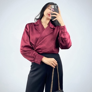 AFI - MC - Yejin SATIN VELVET Wrap Top