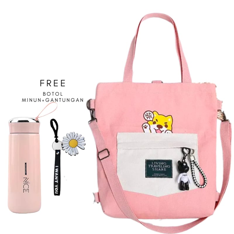 RAJA Tas kanvas Tote KUCING//ala Korea kekinian