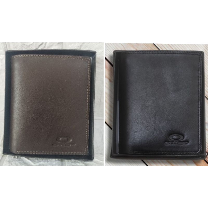 Dompet pria kulit asli lipat berdiri &amp; lipat tidur OAKLEY model 3 dimensi