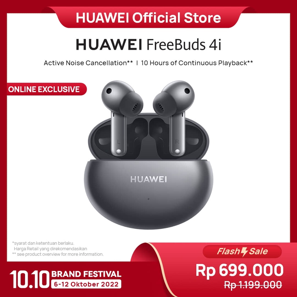 HUAWEI FreeBuds 4i Earphones | Active Noise Cancellation | 10 hours Battery Life | Pure Audio