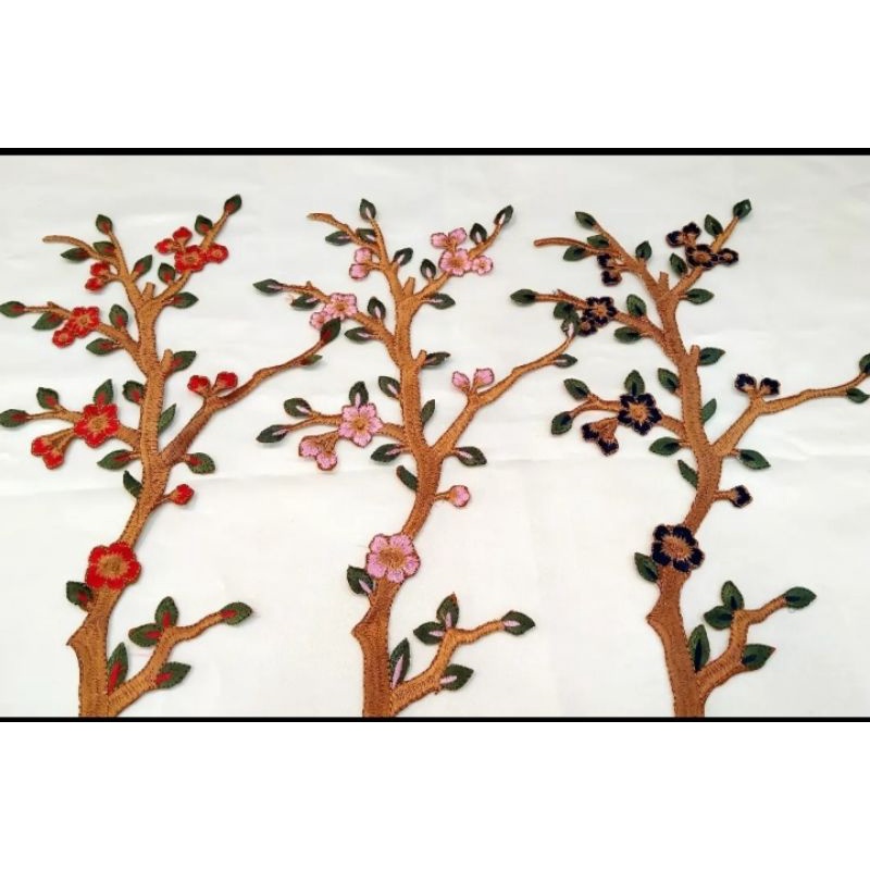 Bordir bunga tempel lace bunga sakura, tempelan baju ,cheongsam.gamis ,dres kombinasi baju lainya