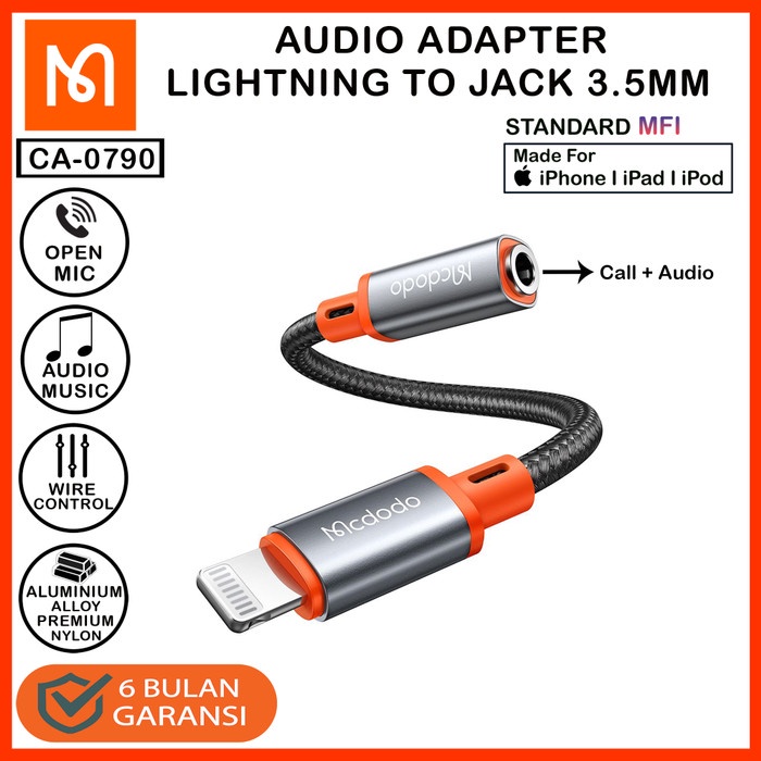 Mcdodo Ca-0790 Converter Splitter Iphone To Jack 3.5Mm Open Mic Game