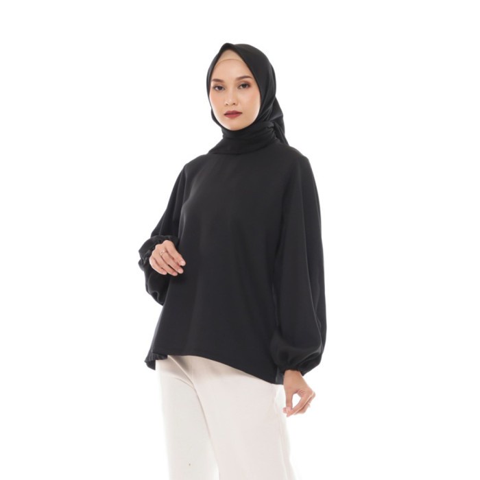 Atasan Wanita Lune Hitam  Baju Muslim Casual Blouse Hijab