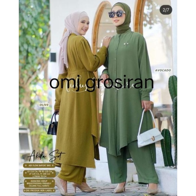 AKILA SET/Stelan Kemeja Long Tunik Cringkle Airflow