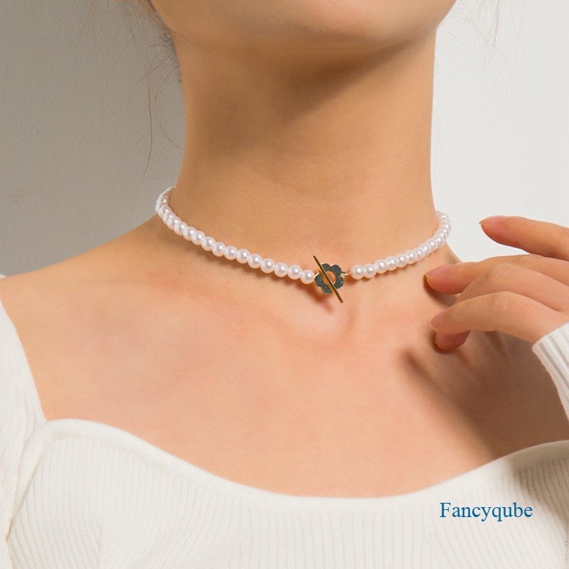 Kalung Choker Mutiara Handmade Warna Putih Untuk Wanita