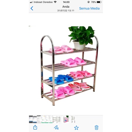 rak sepatu stainless 4 susun