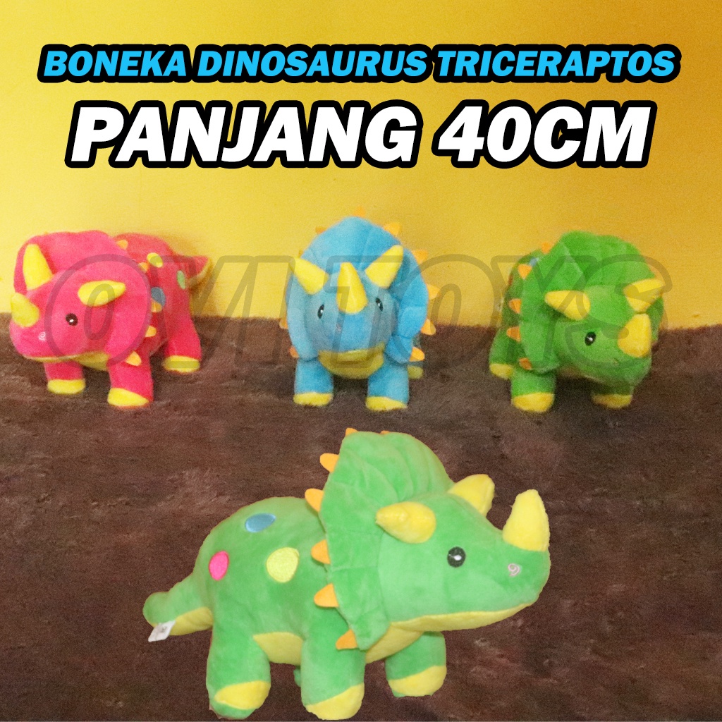 Boneka Dinosaurus Triceraptos Panjang 40cm Berlabel SNI