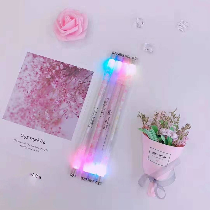 COD ❤️ Pen Puter Spinner Toys/ Spinning Pen/ Pulpen Putar Spinner/ Bolpoin Anti Slip Untuk Anak / Dewasa Anti Stress Rotating Pen Impor Harga Rendah-Bellamy's-LED💡2-Cherry-Random