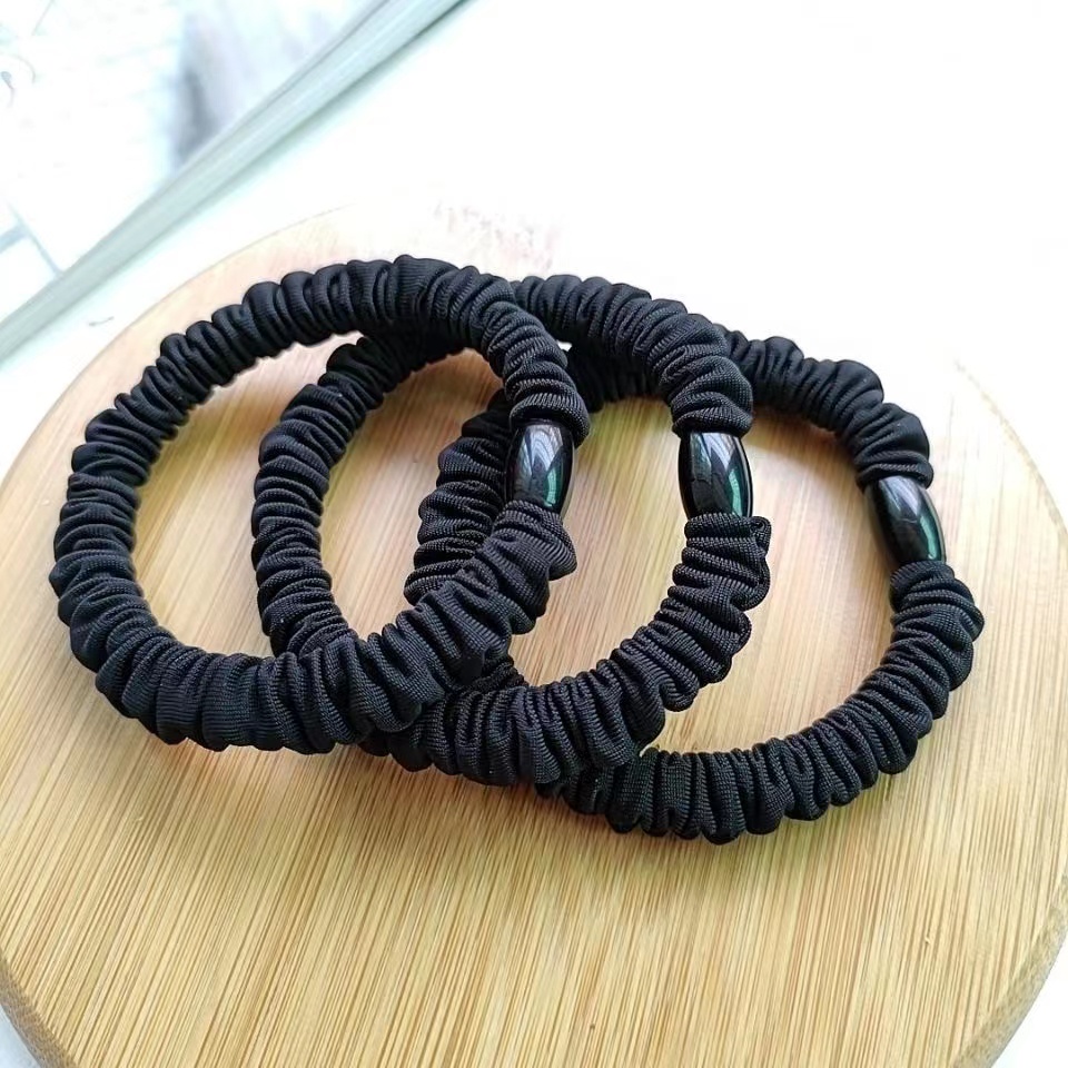 1 Pcs Ikat Rambut Wanita Polos Hitam Casual Simple Fashion Model Gelang