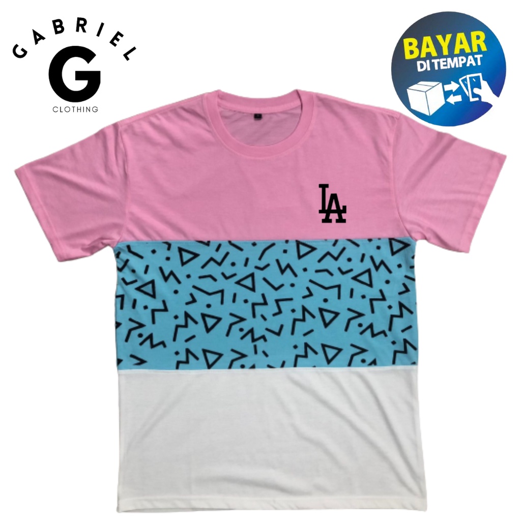 Kaos Kombinasi Kata 'LA'  / Kaos Kombinasi 3 Warna / T-shirt Baju Untuk Pria Dan Wanita -1017