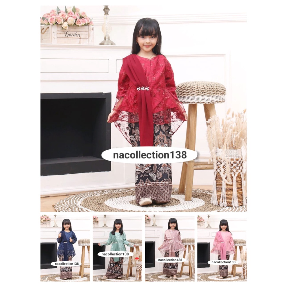 baju kebaya brokat anak pakaian pesta umur 6-10tahun