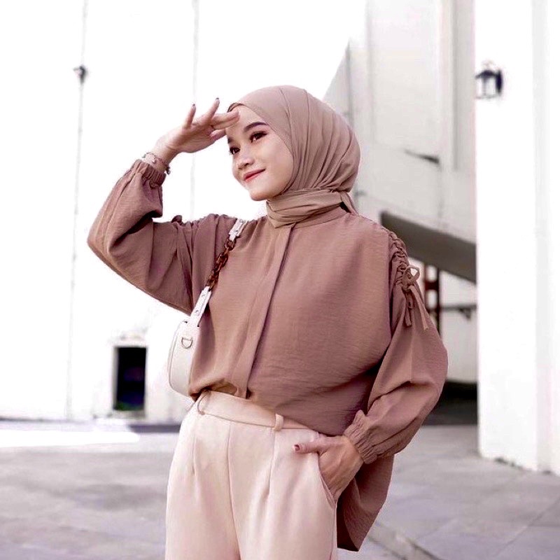 SANI TOP BLOUSE CRINKLE // HEKSA BLOUSE TANGAN SETENGAH SERUT