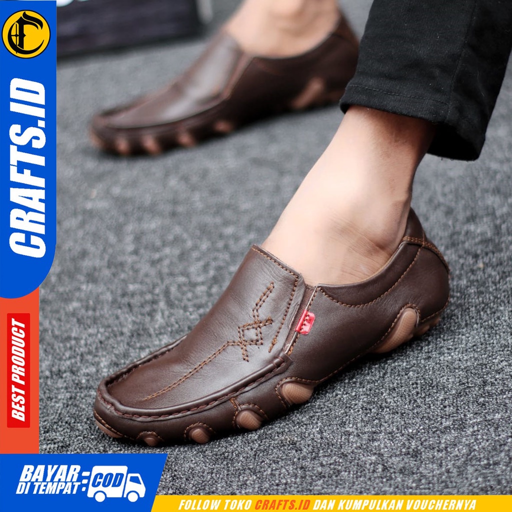 CRAFTS alien - Sepatu Pantofel Formal Kulit Asli Kerja Pria