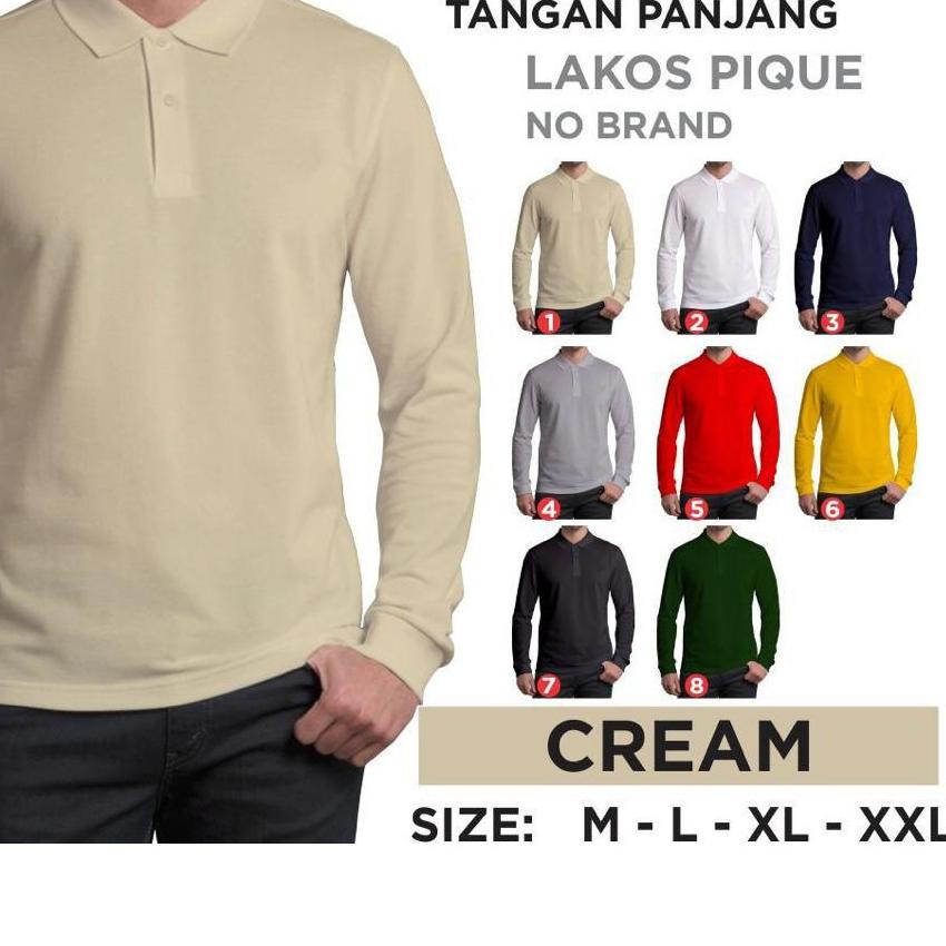 Kaospolos - Kaos kerah pria | kaos poloshirt lengan panjang ujung lengan pakai ban rib atau karet at