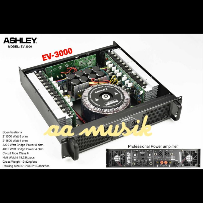 POWER AMPLIFIER ASHLEY EV 3000/ EV3000 ORIGINAL