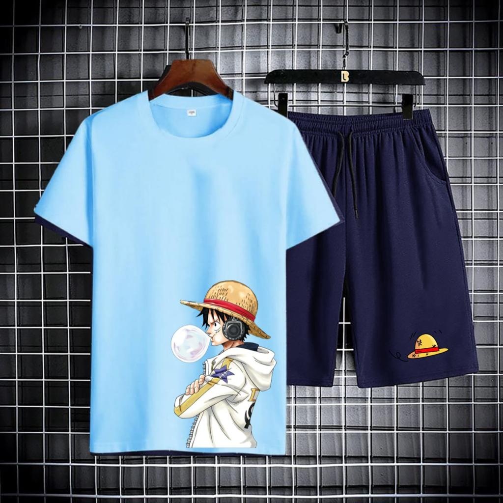 JOSJOLI_STORE/Stelan Luffy Permen/Satu Stel Atasan dan Bawahan Pria Dewasa/L XL XXL