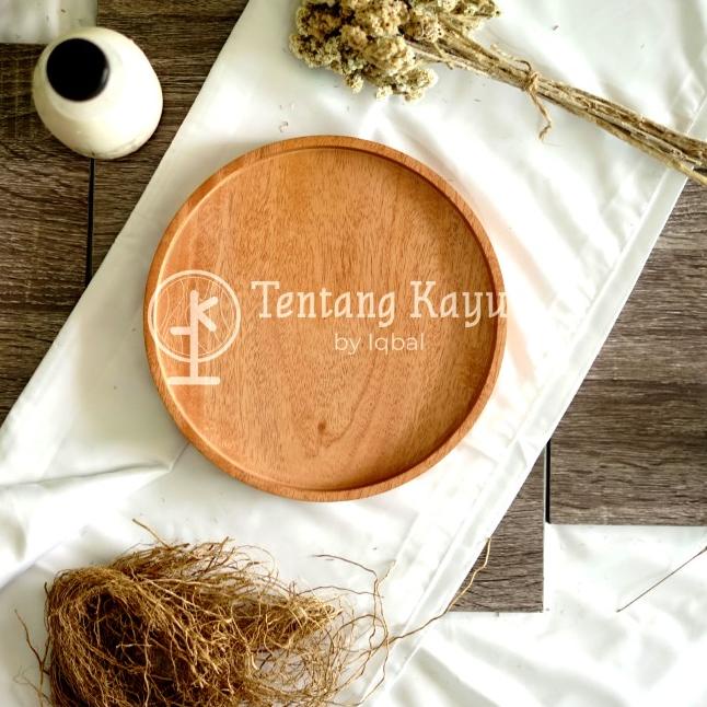 Round Tray Nampan Kayu Bulat Baki Kayu Bulat Ukuran Besar dan Kecil - M