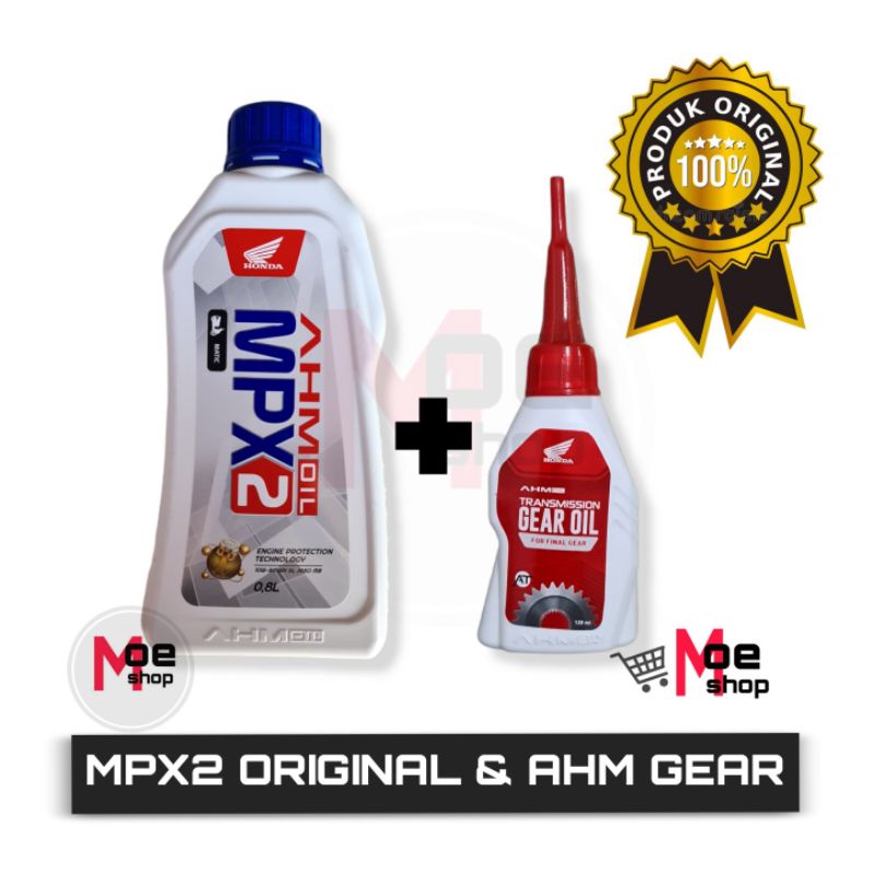 Paket Oli Honda AHM Oil MPX2 800 ML 10W-30 API SL JASO MB &amp; Oli Honda AHM Oil Transmission Gear Oil 120 ML / Petroasia Transmission Gear Oil 100% ORIGINAL