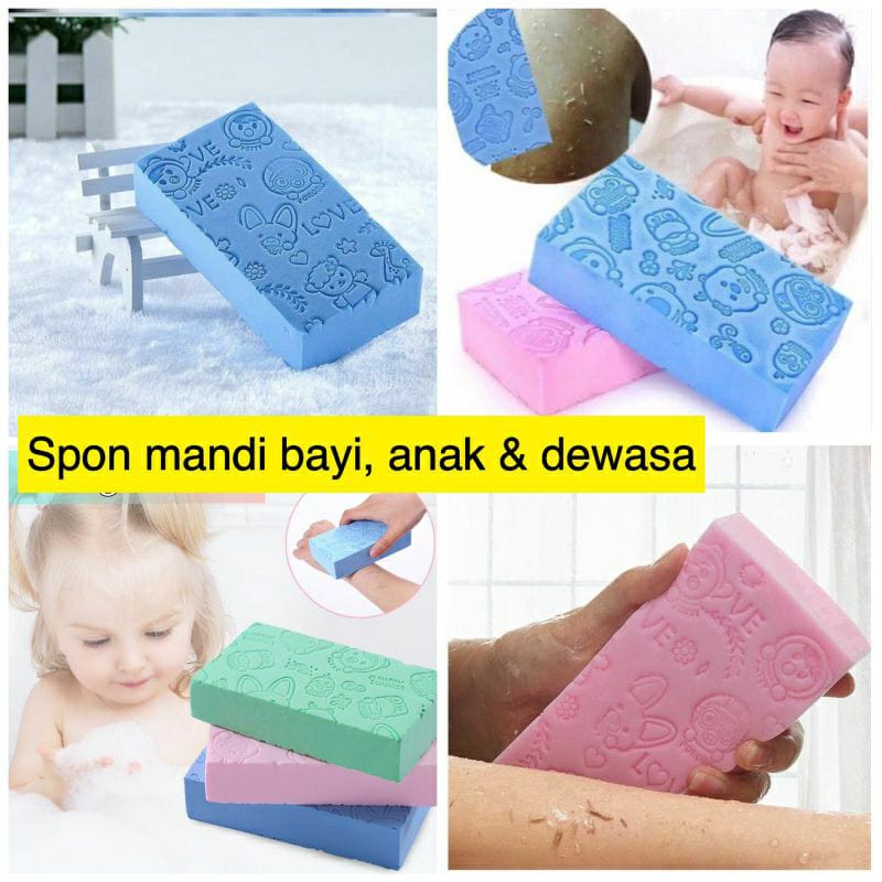 Spon mandi lembut bayi, anak, dewasa penghilang daki spon tebal penghilang daki Perontok Daki