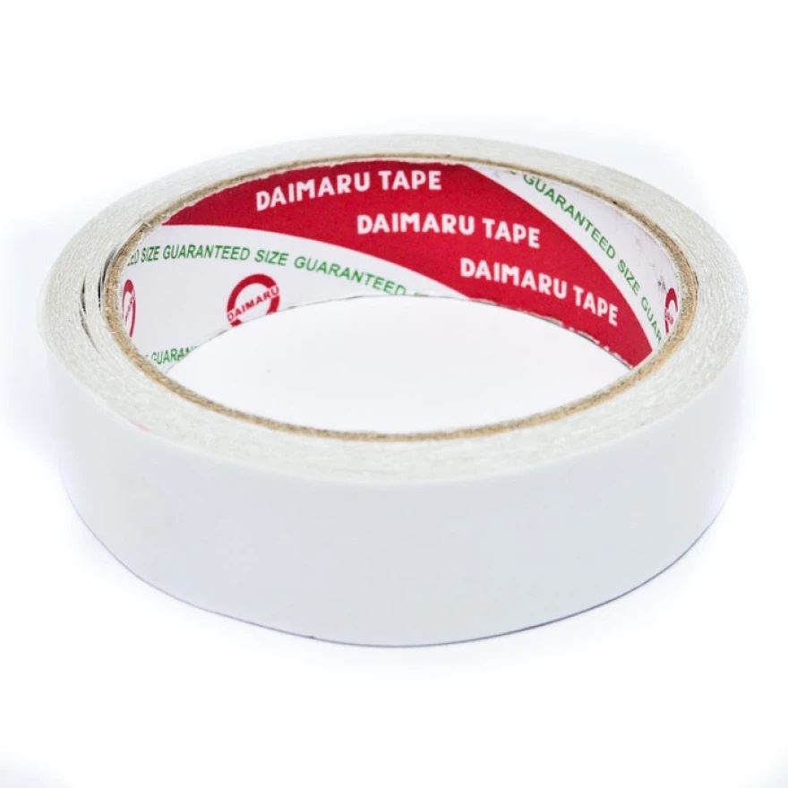 

Double Tape Kuat Daimaru 1 dan 0,5 inch 24 mm x 11 Meter