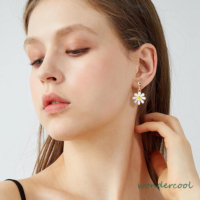 925 Silver Daisy Earrings Fashion Anting Pejantan Bunga Matahari Manis Segar-Won