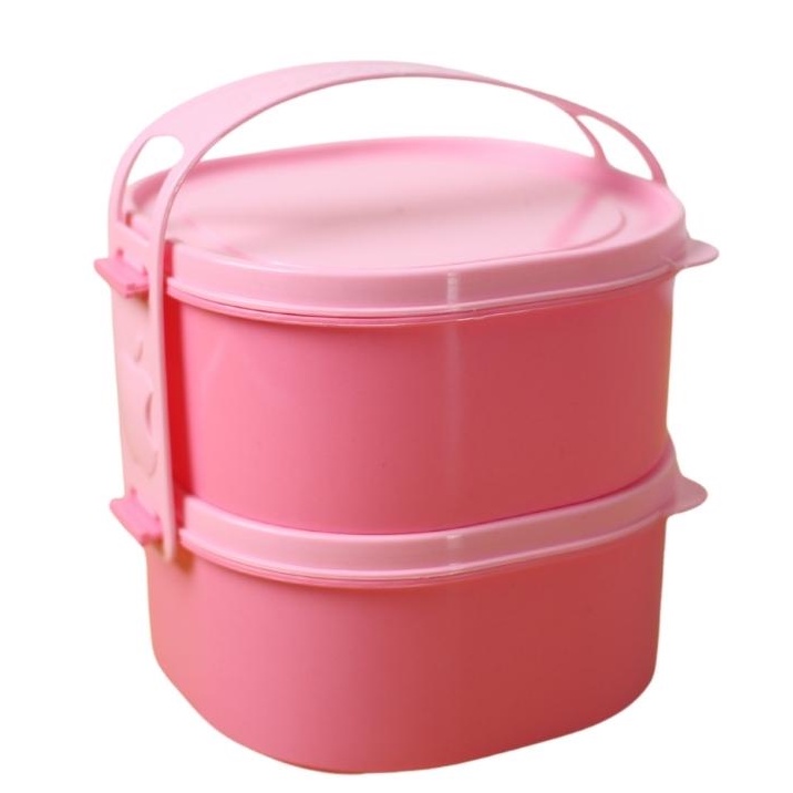 Rantang Piknik Mini Rantang Anak Plastik Susun 2 Pink rp 123/2 pi