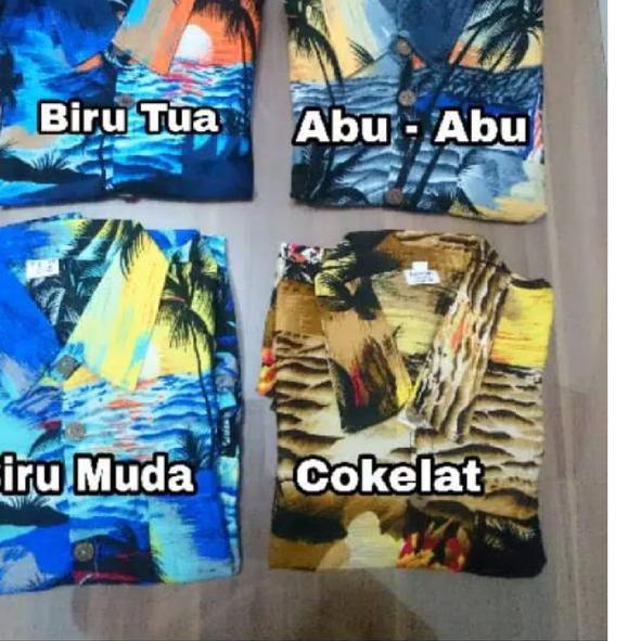 baju pantai hawaii kemeja pantai bali wanita dan pria hawaii - M, Biru