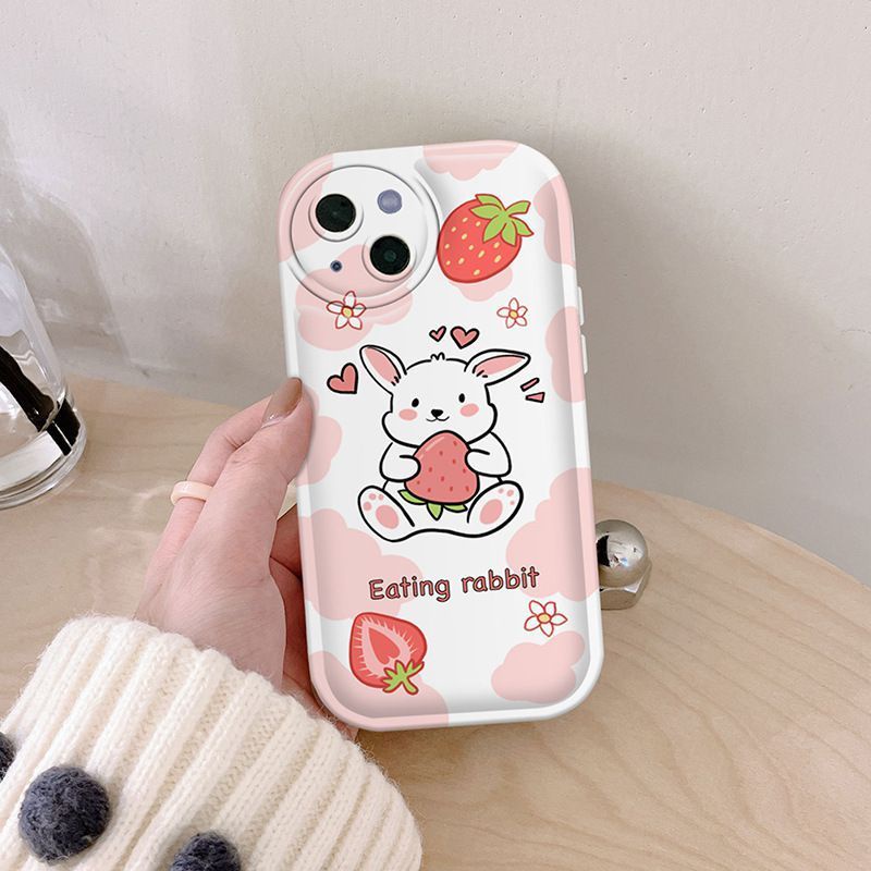 Case Motif Kartun Strawberry Kelinci Beruang Untuk iPhone 12 13 11 Pro Max X Xs Max Xr kjme