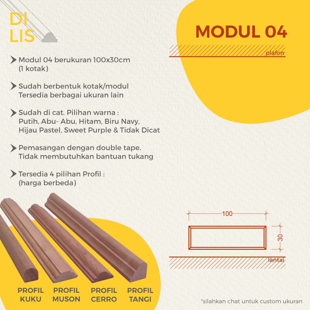 MODUL 04 HIASAN DINDING LIS PROFIL KAYU WALL MOULDING WAINSCOTING