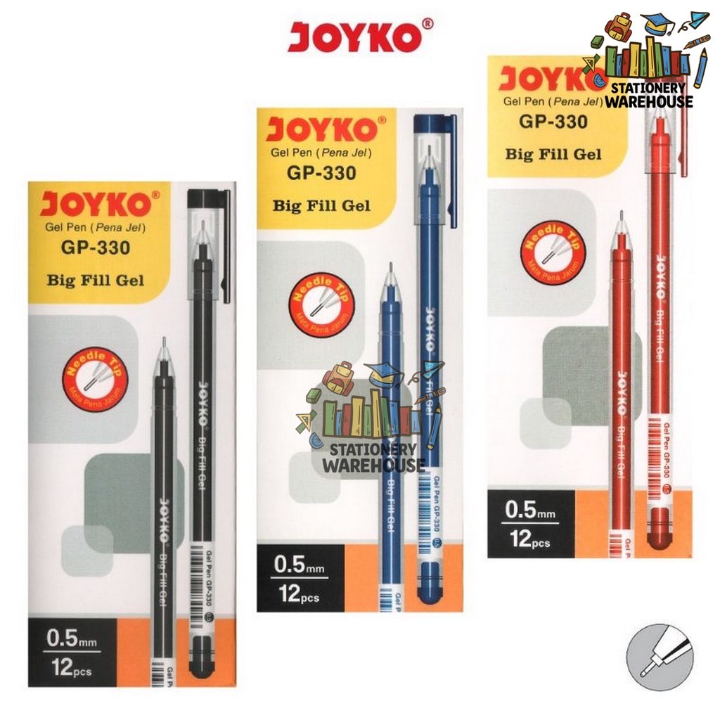 

GEL PEN PULPEN PENA JOYKO GP-330 BIG FILL GEL 0.5 MM 1 BOX 12 PCS SIAP KIRIM