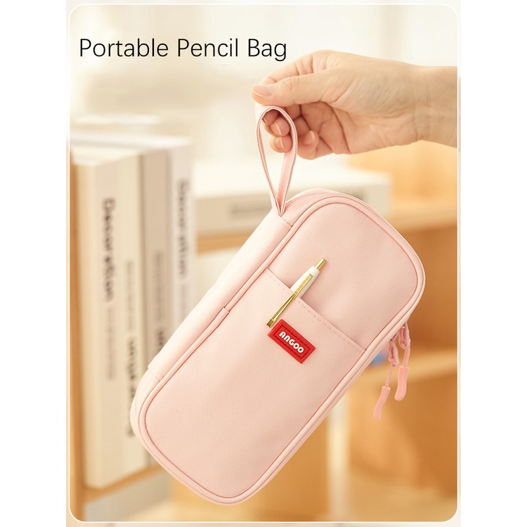 

1pc Angoo Kawaii Pencil Bag Large-capacity Multi-functional Pencil Case Simple Portable Stationery S