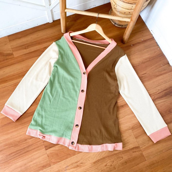 Outer rajut wanita Cardigan Rajut Pastella Uniqlo Knit Jumbo LD 110 - Cream