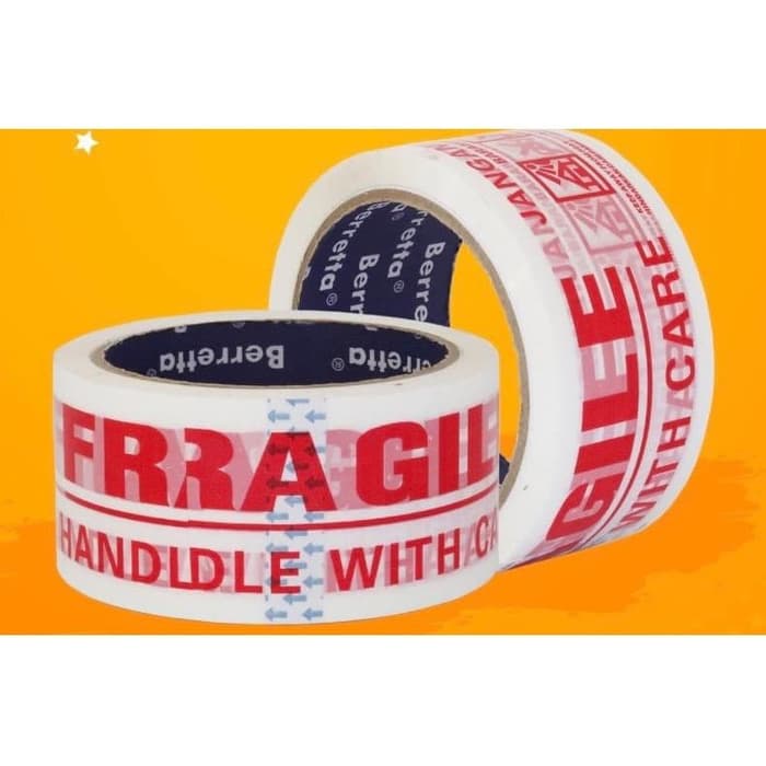 LAKBAN FRAGILE BERRETTA 50 METER 48MM - LAKBAN FRAGILE MURAH - FRAGILE BERRETTA - LAKBAN FRAGILE 50METER