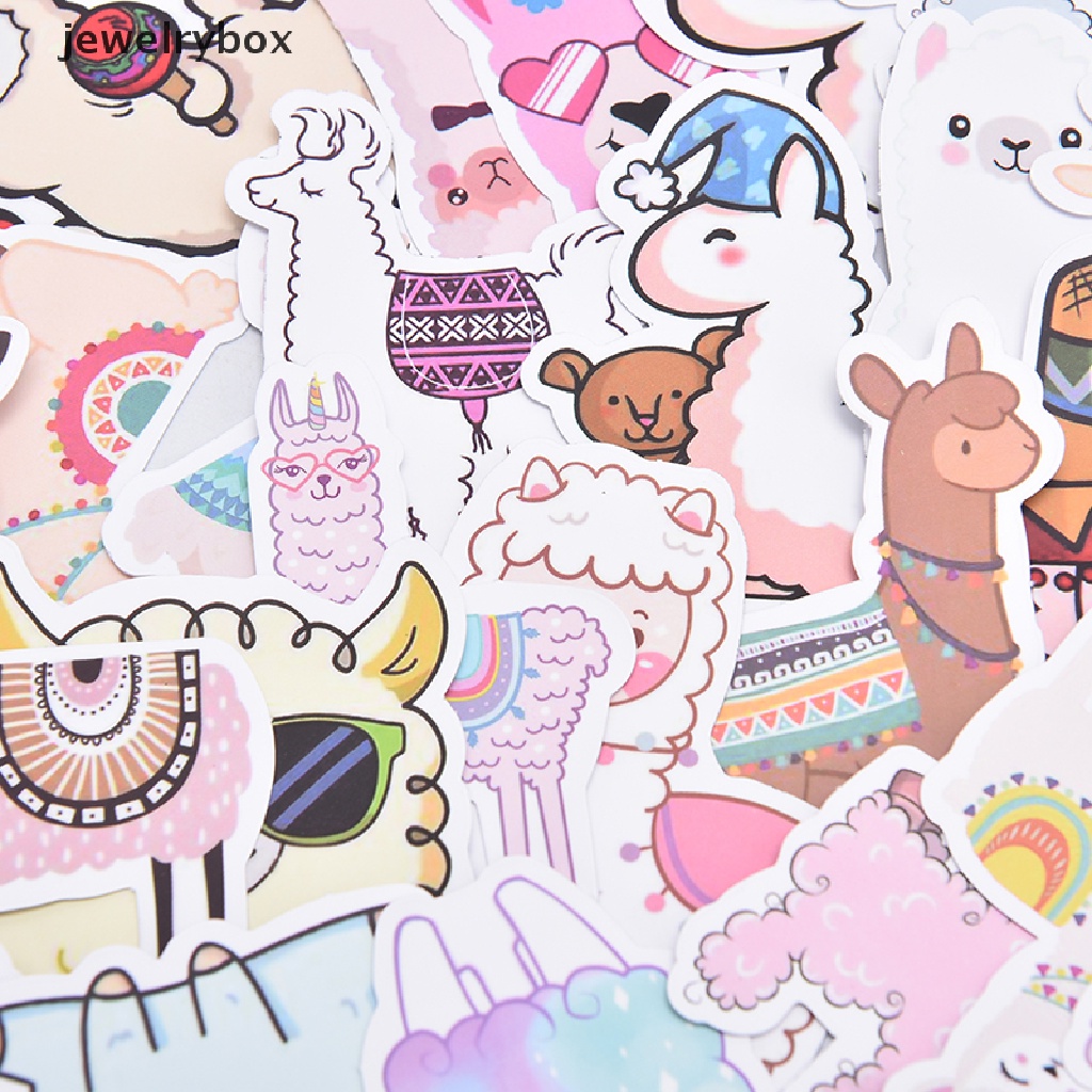 50 Pcs Stiker Desain Hewan Alpaca Untuk Laptop Koper Skateboard