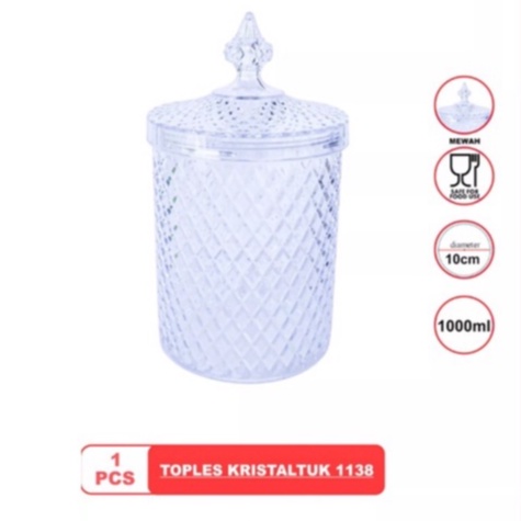 Toples Kue Kristal Bening Natural TUK 1138 N / Toples Plastik Bening Untuk Kue Model Kristal Akrilik